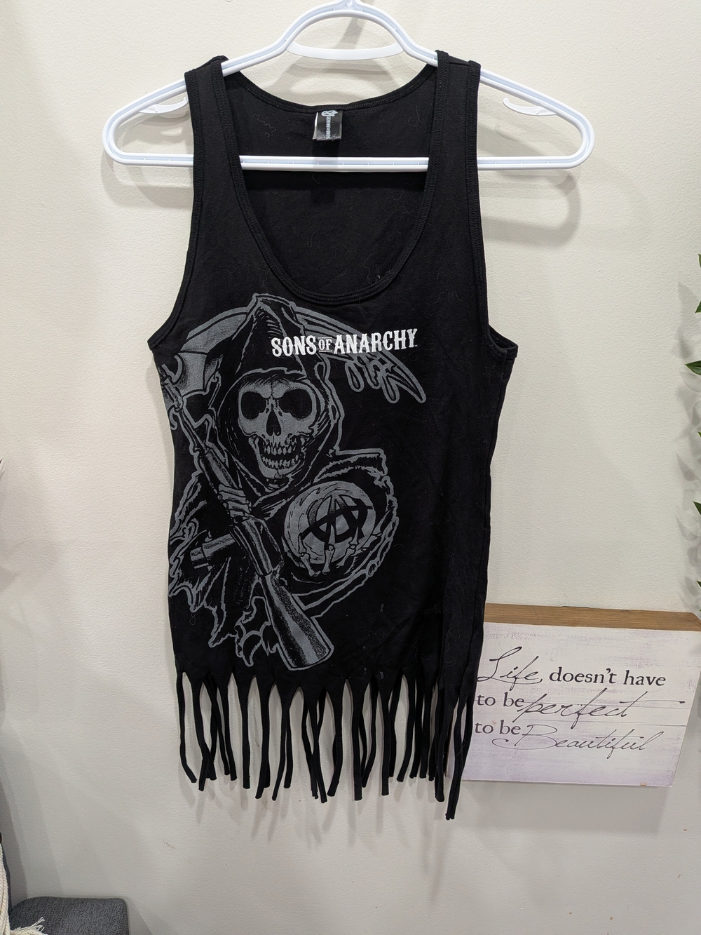 Sons Of Anarchy Black Fringe Graphic Tank Top - Women's